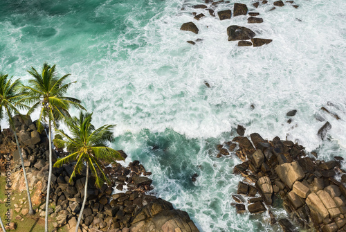 Aerial view of rocky coastline, Dondra, Sri Lanka photo