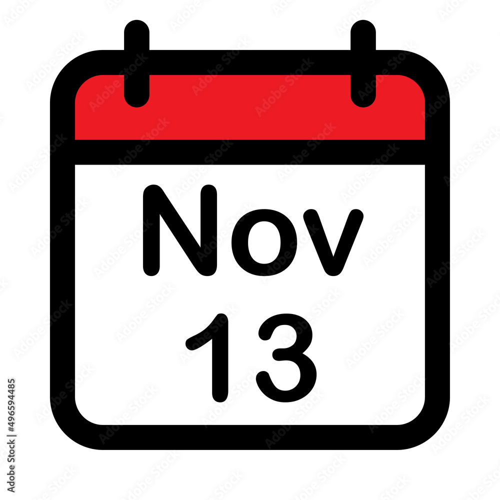 Calendar icon with thirteenth November Calendar icon with thirteenth November