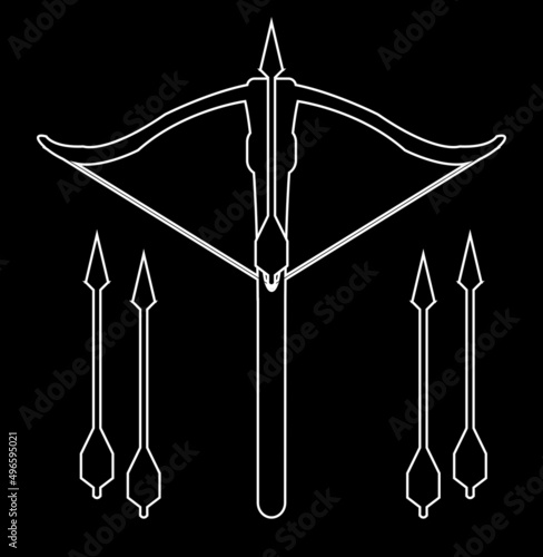 Medieval Crossbow In White Outline