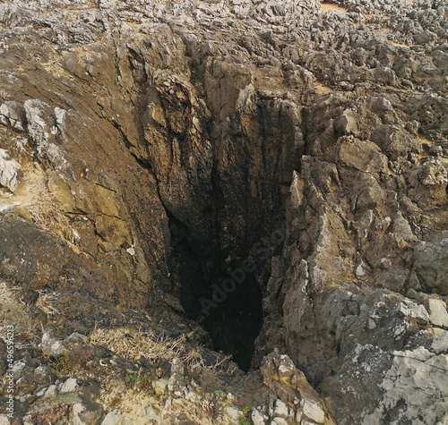 hole of a jester in Prias, Asturias, Spain, photo