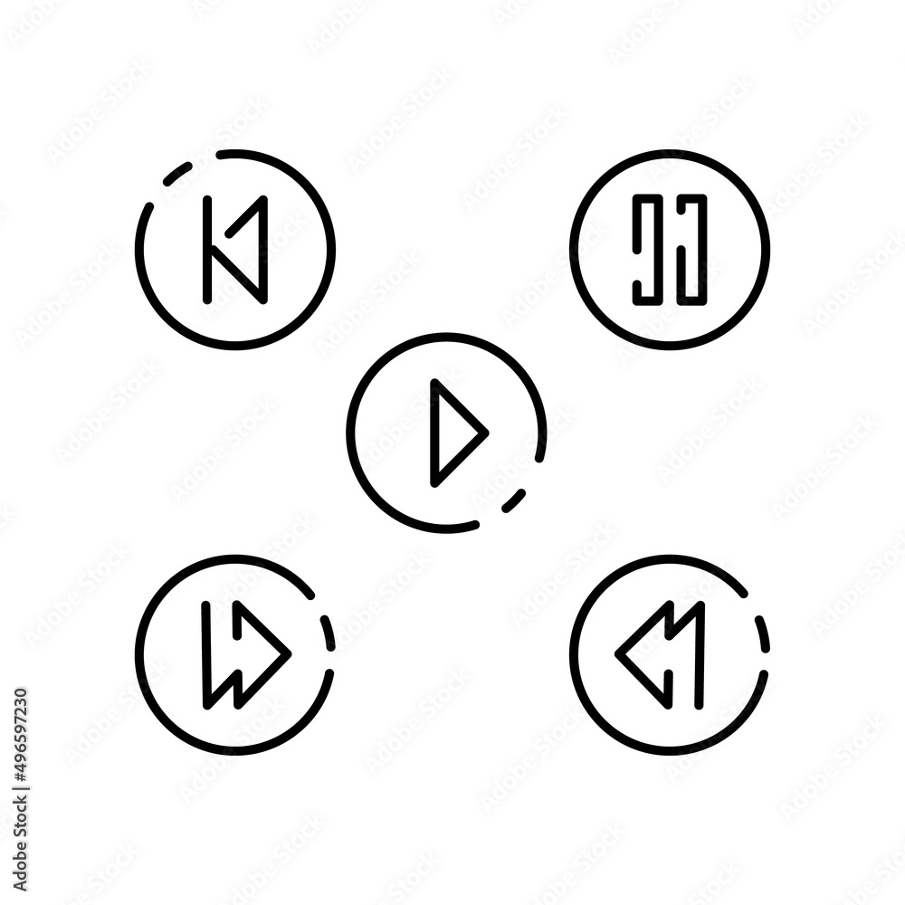 Play pause button line icon design. Play and pause icon in trendy flat style design. Vector illustration. Music, audio or mediaplayer Play pause button line icon design. Play and pause icon in trendy flat style design. Vector illustration. Music, audio or mediaplayer