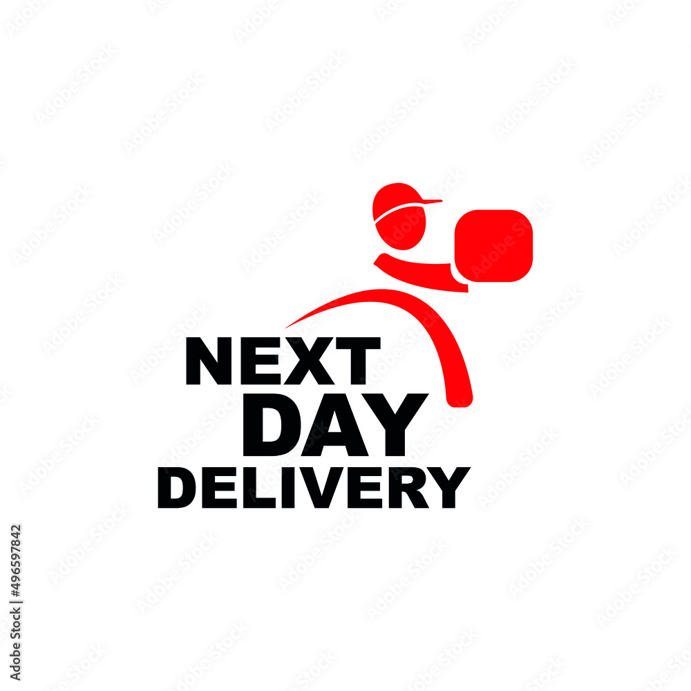 next day delivery sign on white background next day delivery sign on white background