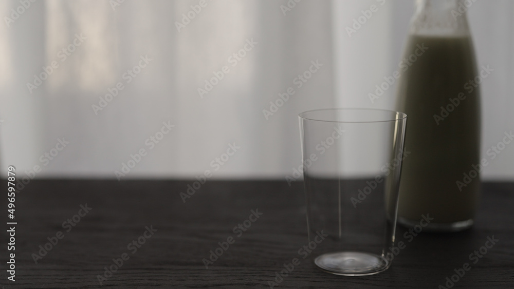 yogurt with tumbler glass with copy space