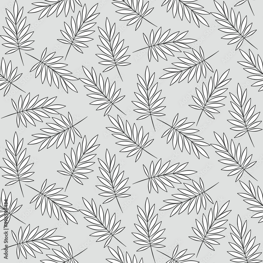 Vector seamless half-drop pattern, with leaves Vector seamless half-drop pattern, with leaves