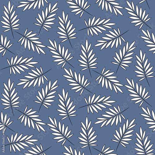 Vector seamless half-drop pattern, with leaves 