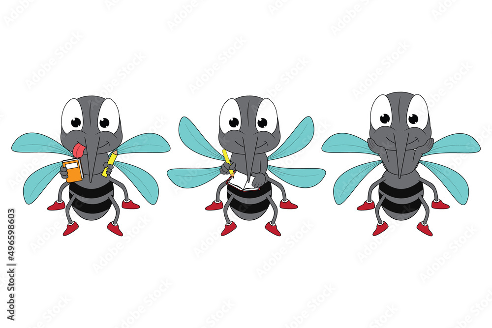 Obraz premium cute mosquito animal cartoon graphic