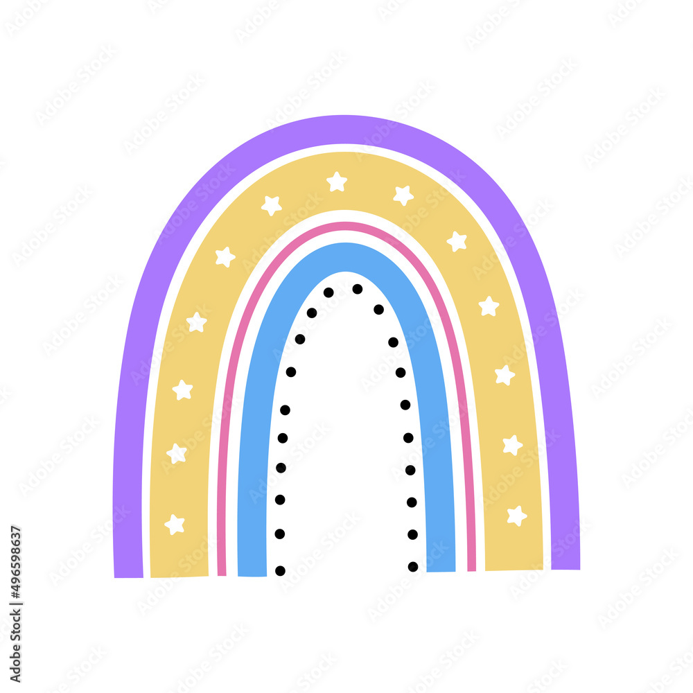 Hand drawn rainbow illustration retro style vector design Hand drawn rainbow illustration retro style vector design