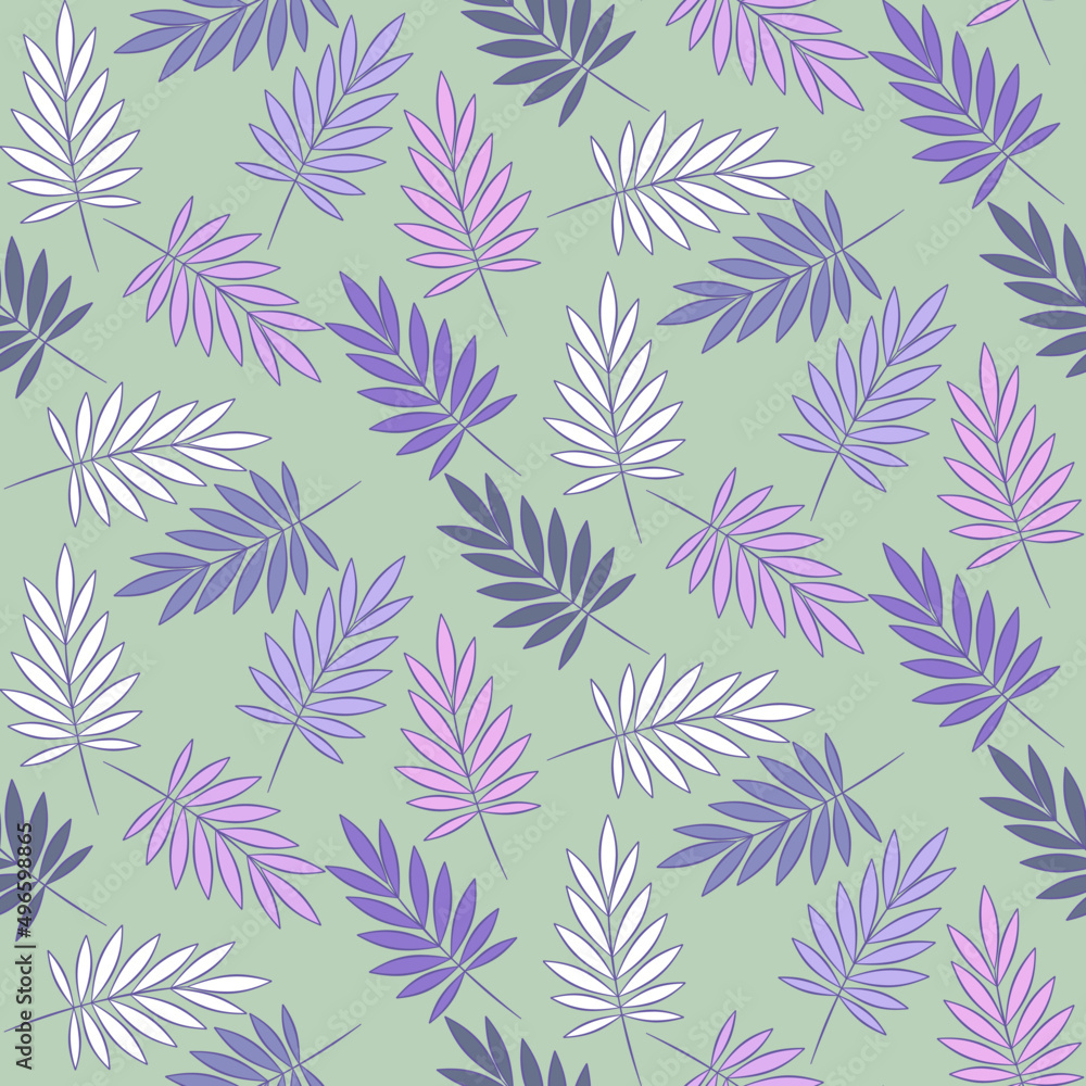 Vector seamless half-drop pattern, with leaves Vector seamless half-drop pattern, with leaves