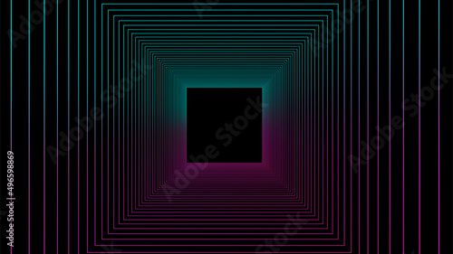 Fotografie, Tablou Technology wireframe square tunnel on dark background