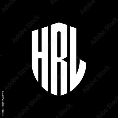 HRL letter logo design. HRL modern letter logo with black background. HRL creative  letter logo. simple and modern letter logo. vector logo modern alphabet font overlap style. Initial letters HRL  photo