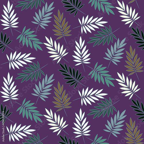 Vector seamless half-drop pattern, with leaves 