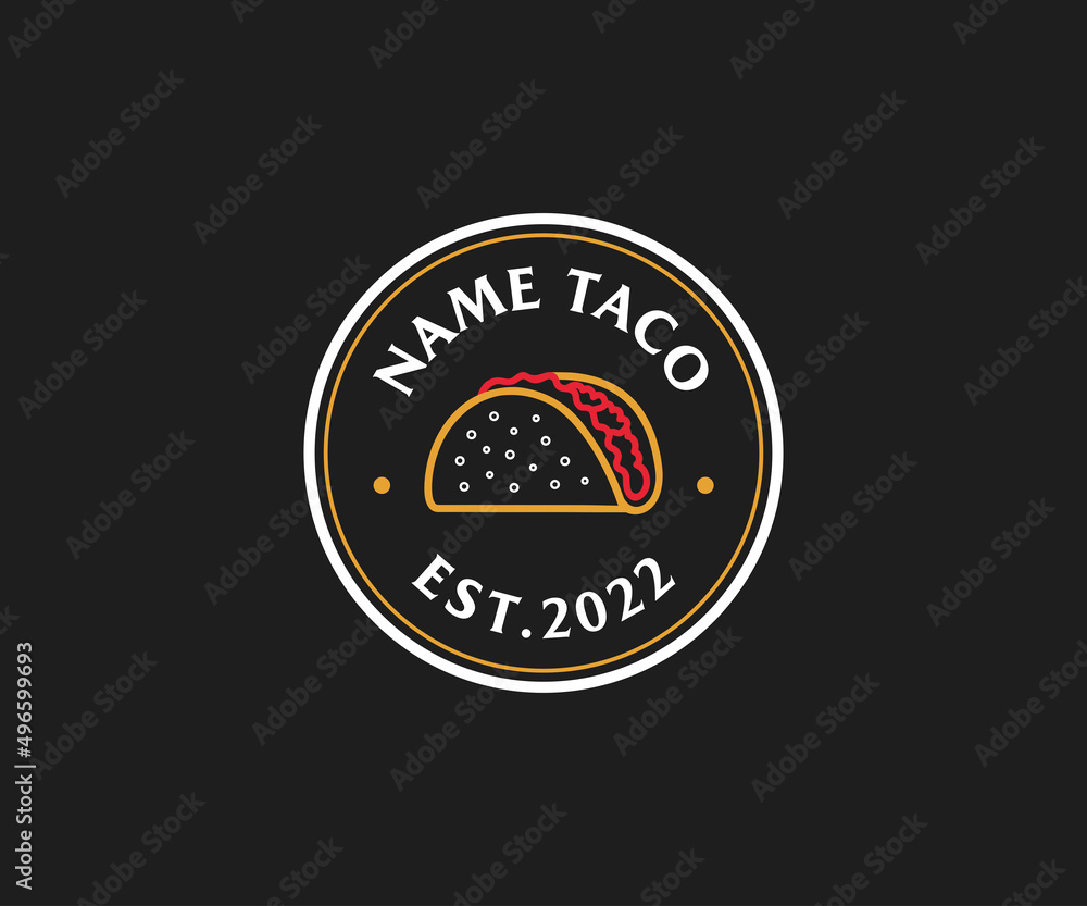 Taco Logo Design Template. Hot Freshly Made Mexican Tacos Logo Template Vector.