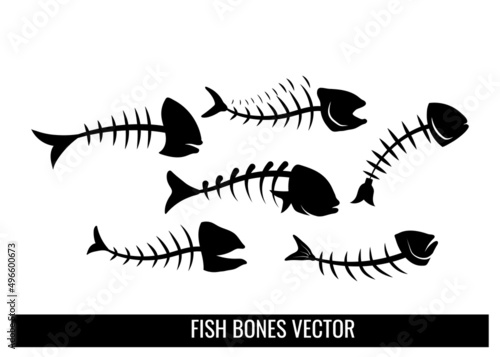 Fish bone silhouette icon vector design template