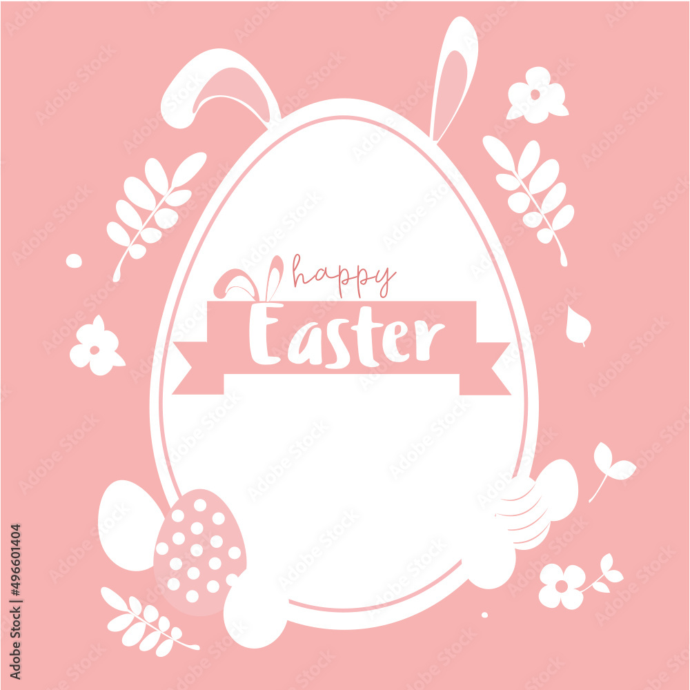 Happy Easter banner. Trendy Easter design with typography. Modern minimalist style. Greeting card, flyer, banner. Colorful postcard. flat cartoon illustration