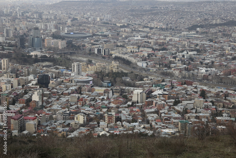 view from mtatsminda mountain to Tbilisi