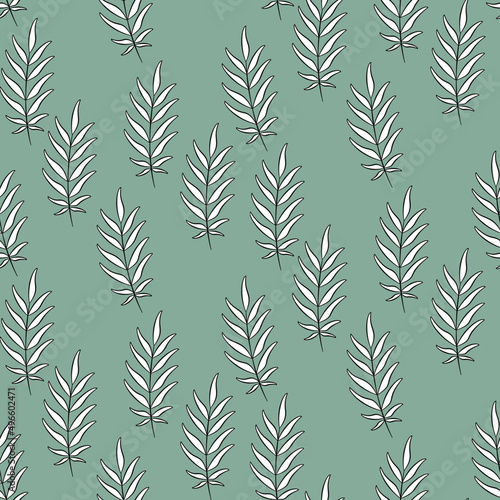 Vector seamless half-drop pattern  with leaves