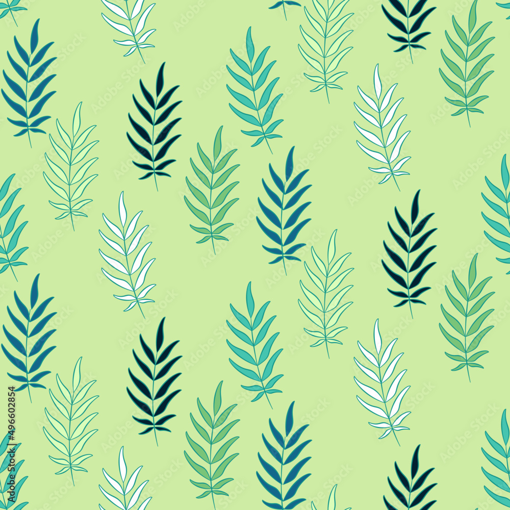 Vector seamless half-drop pattern, with leaves Vector seamless half-drop pattern, with leaves