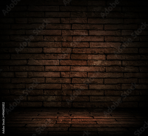 Carta da parati con effetto di cemento - Carta da parati Dark brown brick wall room in vintage style
