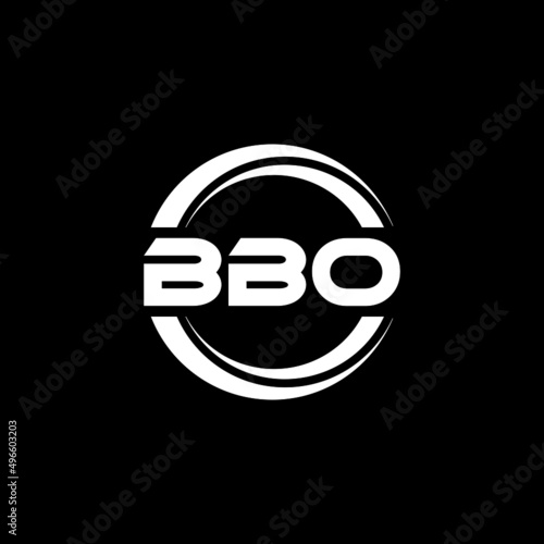 BBO letter logo design with black background in illustrator, vector logo modern alphabet font overlap style. calligraphy designs for logo, Poster, Invitation, etc.