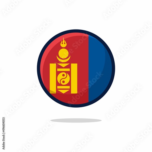 Mongolia Flag Icon. Mongolia Flag flat style isolated on a white background - stock vector.