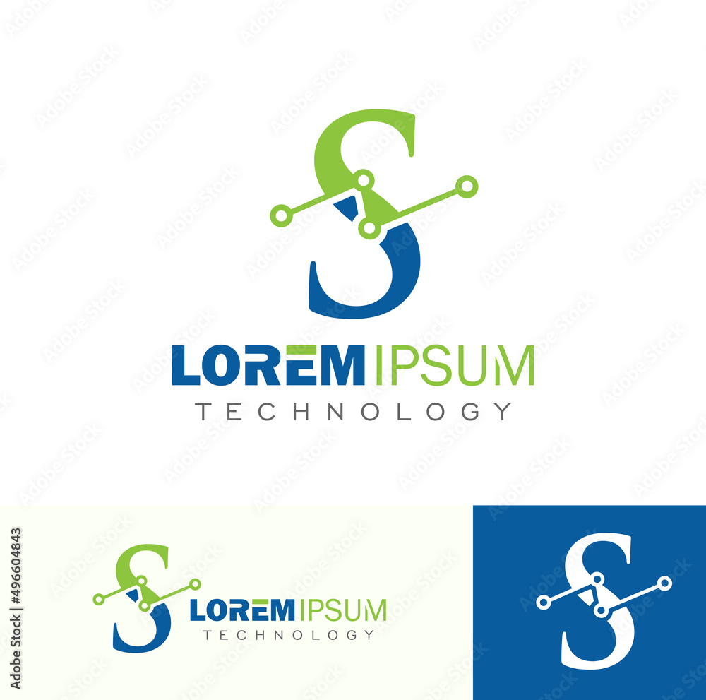 Technology Monogram Logo Initial Letter S Technology Monogram Logo Initial Letter S