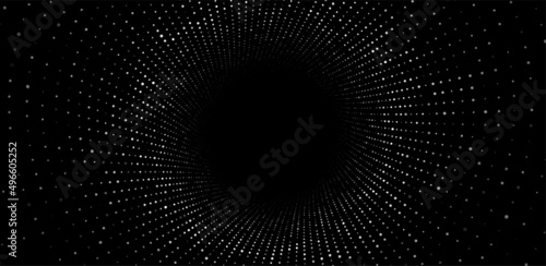 Abstract wireframe tunnel. Vector wormhole. 3D portal grid. Futuristic fantasy funnel.