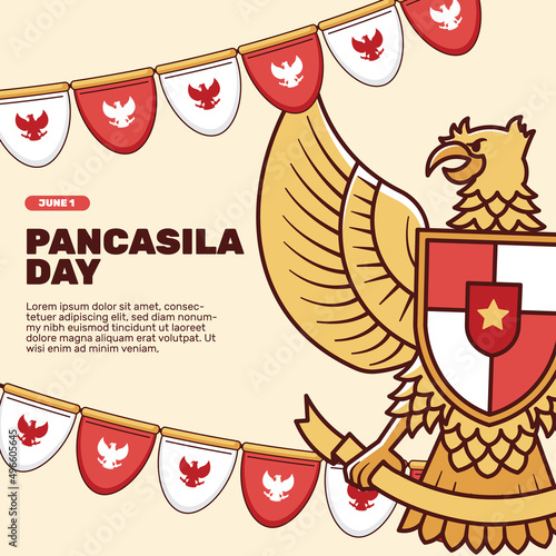 Hand drawn flat pancasila day illustration 02 photo