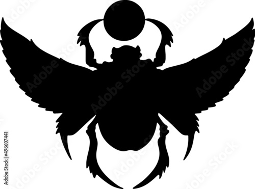 The sacred scarab. A dung beetle from Egypt. A symbol of the mystical power of the Pharaohs. Vector illustration