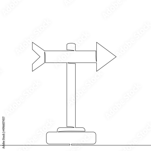 Continuous line drawn signpost arrow Travel concept