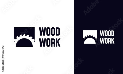 Simple carpenter logo design with saw icon for carpentry symbol