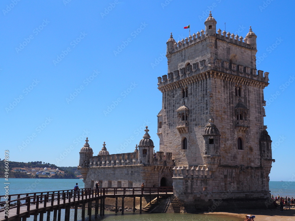 La zona de Belem en Lisboa, donde destaca su bonita torre. Portugal.