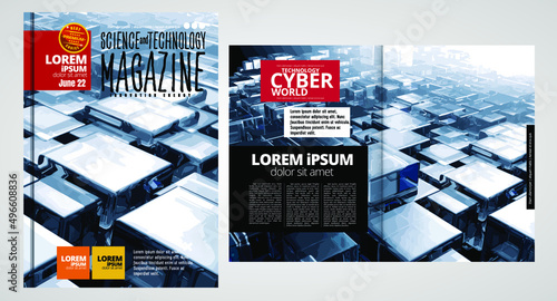 Template vector design ready for use for brochure, annual report or magazine. Big data connection complex. Data visual concept