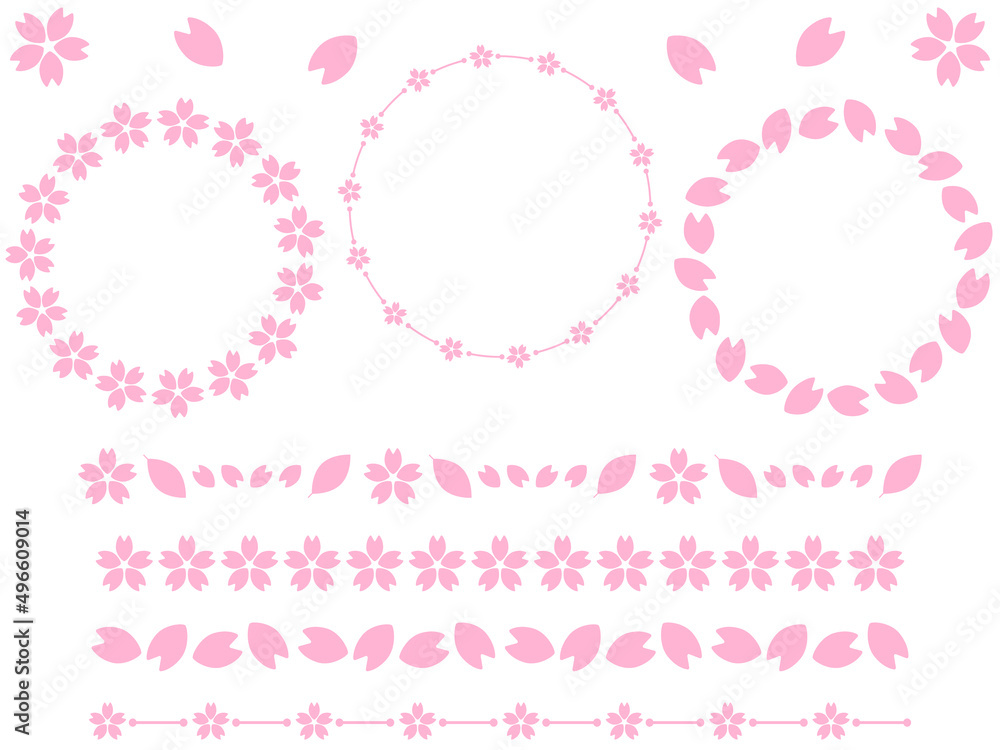 桜の飾り罫セット　ピンク