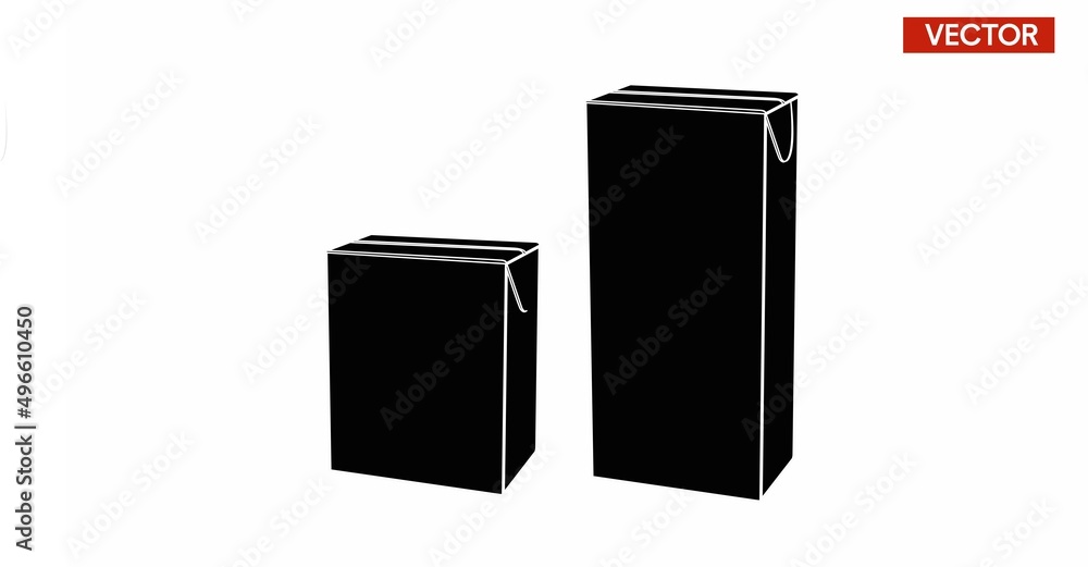 Fototapeta premium Vector Isolated Illustration of Different Size of Milk Carton, Box. 
