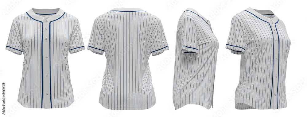 Φωτογραφία Baseball Jersey Women's ( White With striped  Aop )