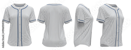 Photography Baseball Jersey Women's ( White With striped  Aop )
