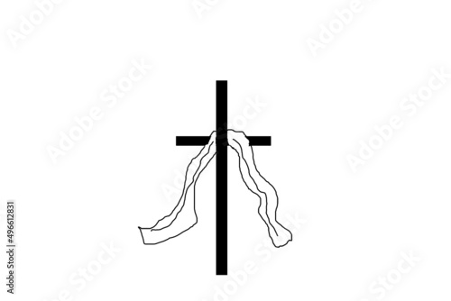holly cross on Golghota black and white illustrated vector 