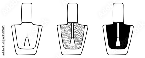 Set of hand drawn vector Nail Polish in a doodle cartoon style