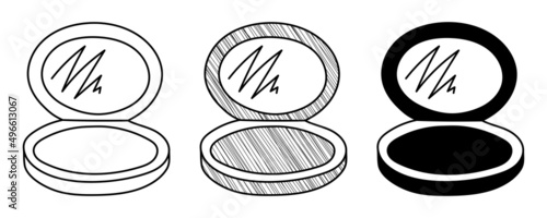 Set of hand drawn vector Face Powder in a doodle cartoon style