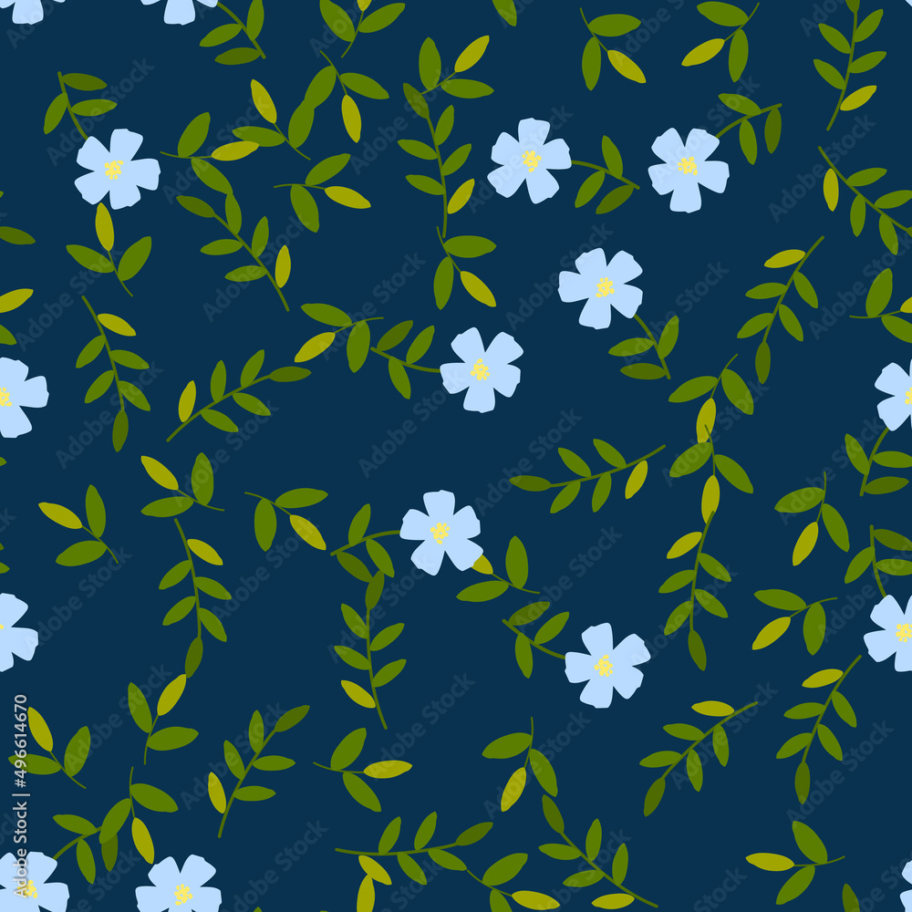 Seamless pattern with color flowers on dark background.