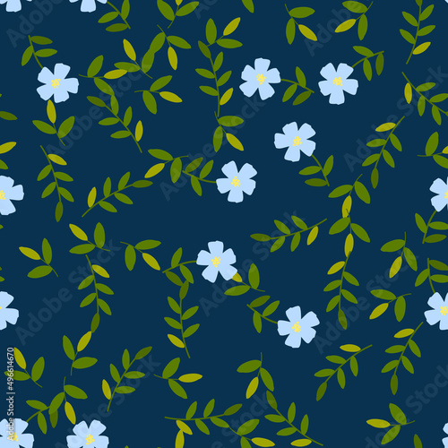 Seamless pattern with color flowers on dark background.