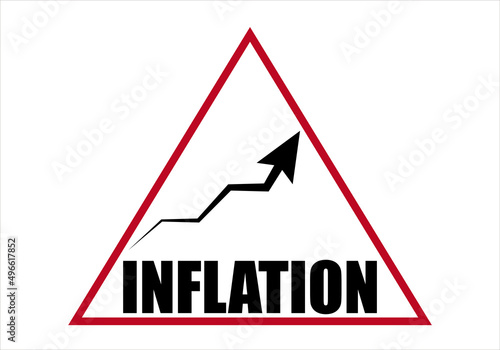 Señal de aumento de la inflación en fondo blanco. 