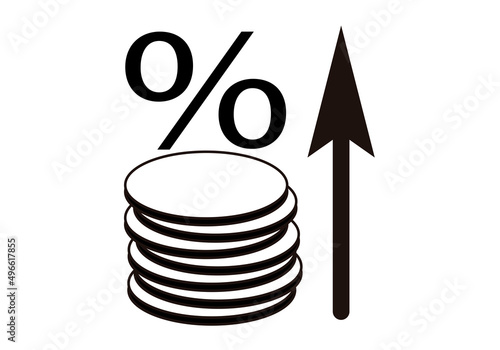 Icono negro de inflación en fondo blanco. 