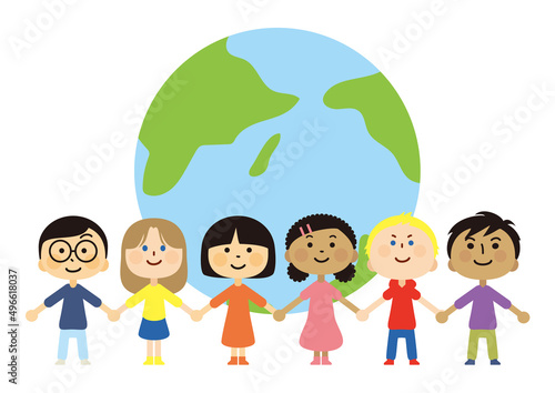 子ども 世界 地球 手を繋ぐ