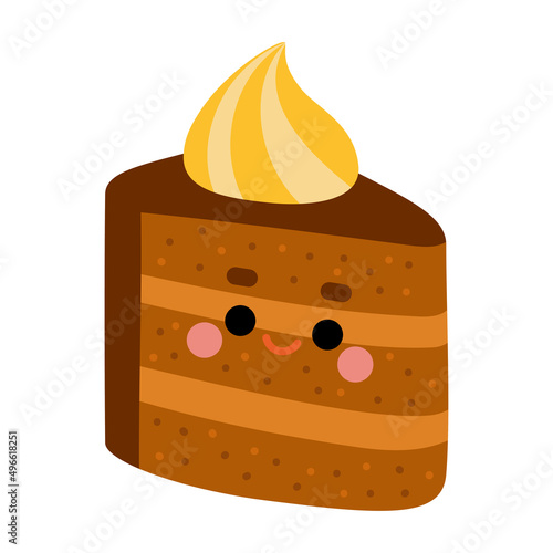 Cartoon vector illustration, cute sweet character, Piece of cake