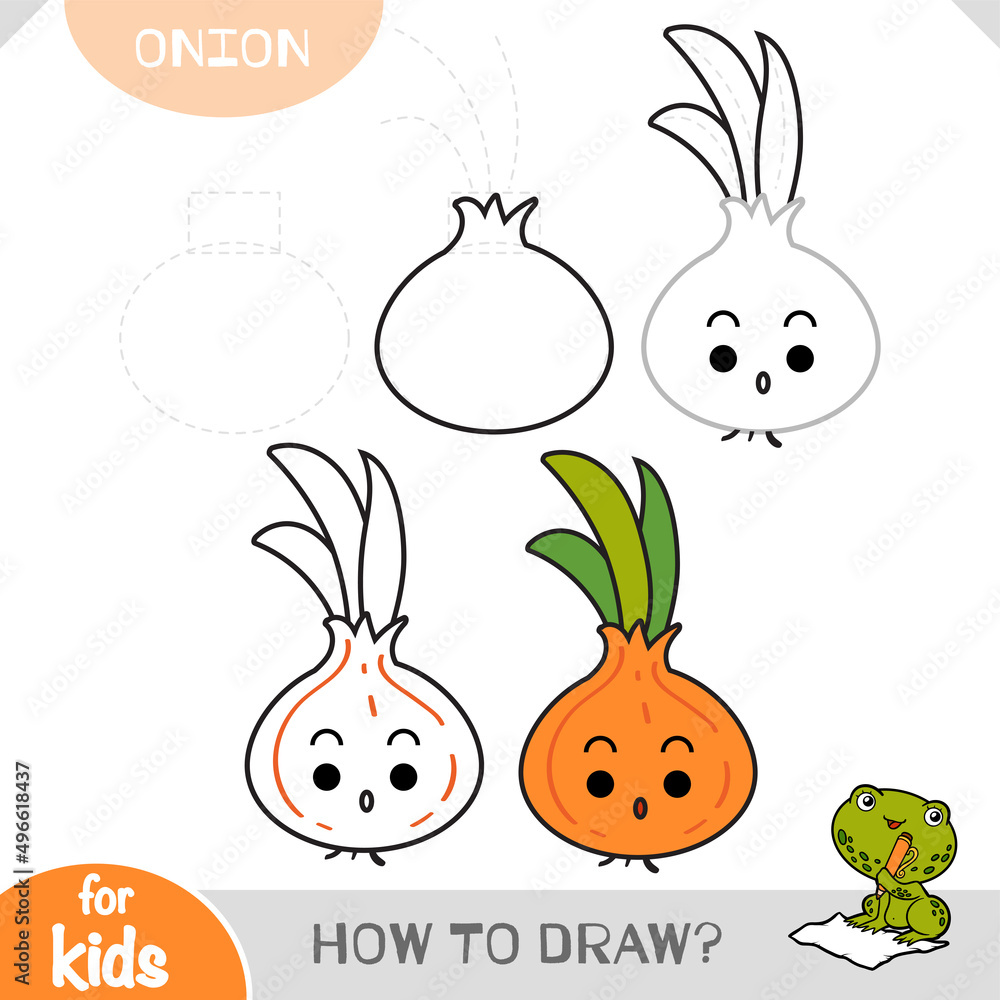 How to draw Onion for children. Step by step drawing tutorial Stock 벡터 Adobe Stock
