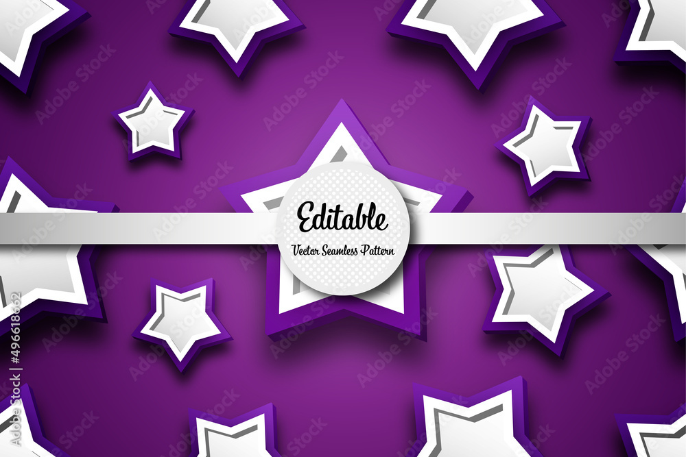 Obraz premium editable purple stars seamless vector pattern with modern style