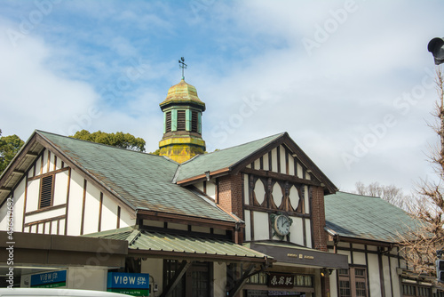 Original building of the Harajuku railway station opened in 1906 in Shibuya, Tokyo, Japan photo