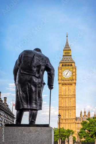 Statue of Sir Winston Churchill, Parliament Square, London photo