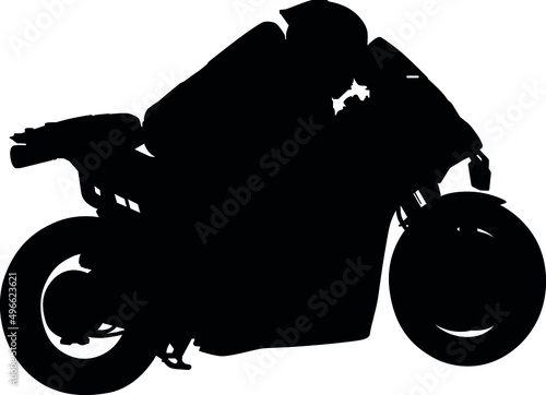 Superbike racing motorcycle, Motorcycle cyclist, MotoGP Bike, British Superbike, Isle of Man TT, Moto2 motorcycle with the racer from the side. silhouette